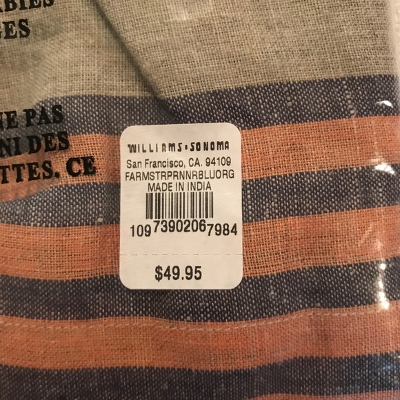 Williams Sonoma Farm Stripe Linen Table Runner 16"x108" - Picture 4 of 4